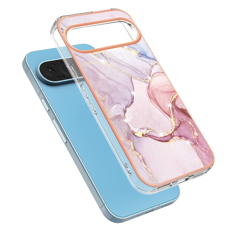 For Google Pixel 9 Pro XL Electroplating Marble Dual-side IMD Phone Case(Rose Gold 005) - Google Cases by PMC TechLife | Online Shopping South Africa | PMC TechLife | Buy Now Pay Later Mobicred