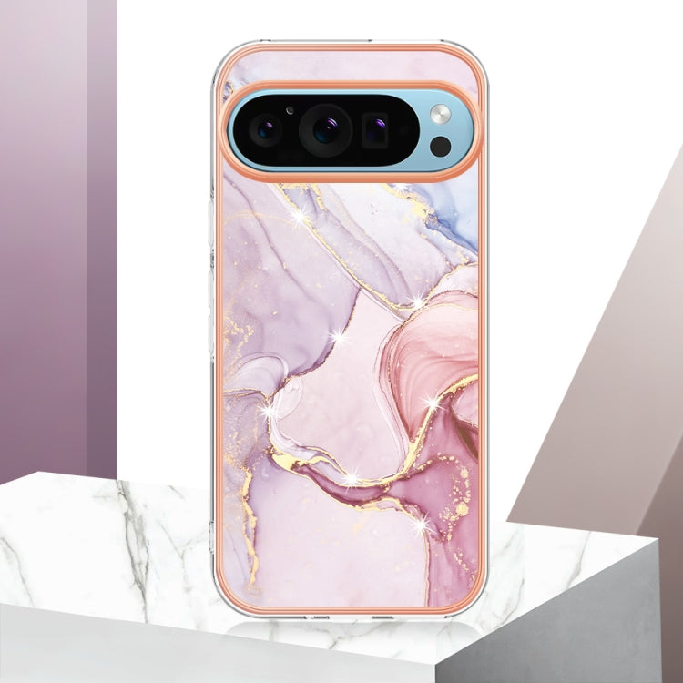 For Google Pixel 9 Pro XL Electroplating Marble Dual-side IMD Phone Case(Rose Gold 005) - Google Cases by PMC TechLife | Online Shopping South Africa | PMC TechLife | Buy Now Pay Later Mobicred