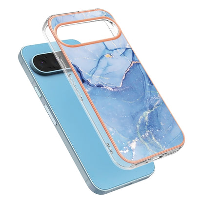 For Google Pixel 9 / 9 Pro Electroplating Marble Dual-side IMD Phone Case(Blue 018) - Google Cases by PMC Jewellery | Online Shopping South Africa | PMC Jewellery | Buy Now Pay Later Mobicred