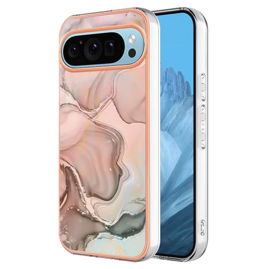 For Google Pixel 9 Pro XL Electroplating Marble Dual-side IMD Phone Case(Rose Gold 015) - Google Cases by PMC Jewellery | Online Shopping South Africa | PMC Jewellery | Buy Now Pay Later Mobicred