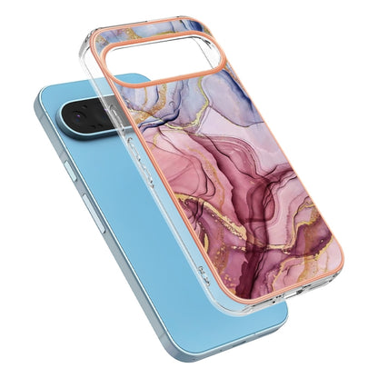 For Google Pixel 9 Pro XL Electroplating Marble Dual-side IMD Phone Case(Rose Red 014) - Google Cases by PMC Jewellery | Online Shopping South Africa | PMC Jewellery | Buy Now Pay Later Mobicred