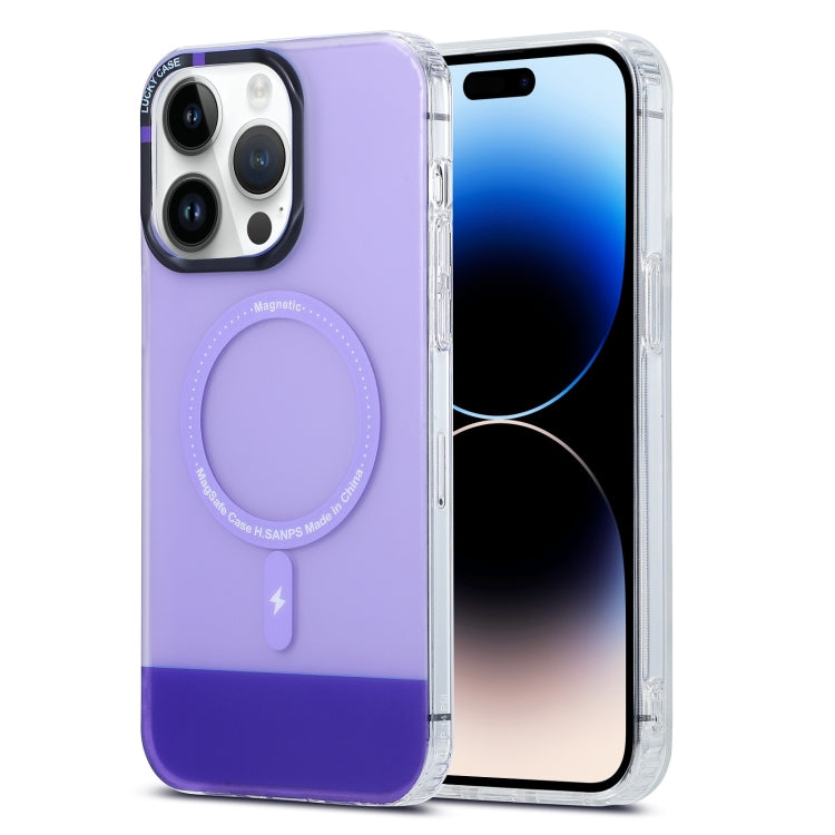 For iPhone 14 Pro Max PC + TPU IMD MagSafe Magnetic Phone Case(Purple) - iPhone 14 Pro Max Cases by PMC Jewellery | Online Shopping South Africa | PMC Jewellery