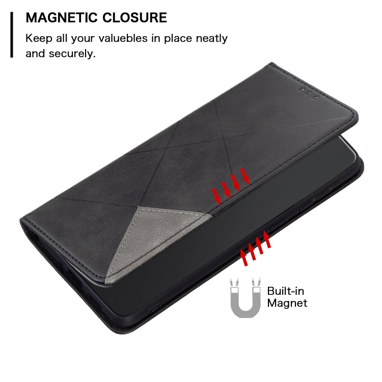 For Xiaomi Redmi Note 12S 4G / Note 11  Rhombus Texture Magnetic Leather Phone Case(Black) - Xiaomi Cases by PMC TechLife | Online Shopping South Africa | PMC TechLife | Buy Now Pay Later Mobicred