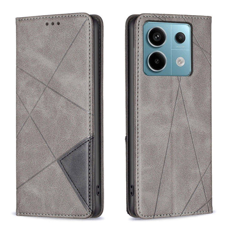 For Xiaomi Redmi Note 13 Pro 5G Rhombus Texture Magnetic Leather Phone Case(Grey) - Xiaomi Cases by PMC Jewellery | Online Shopping South Africa | PMC Jewellery | Buy Now Pay Later Mobicred