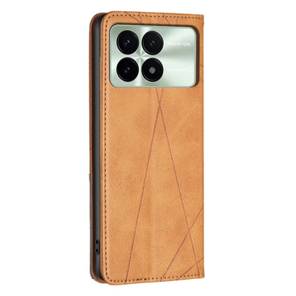 For Xiaomi Redmi K70 / K70 Pro Rhombus Texture Magnetic Leather Phone Case(Yellow) - K70 Pro Cases by PMC Jewellery | Online Shopping South Africa | PMC Jewellery | Buy Now Pay Later Mobicred