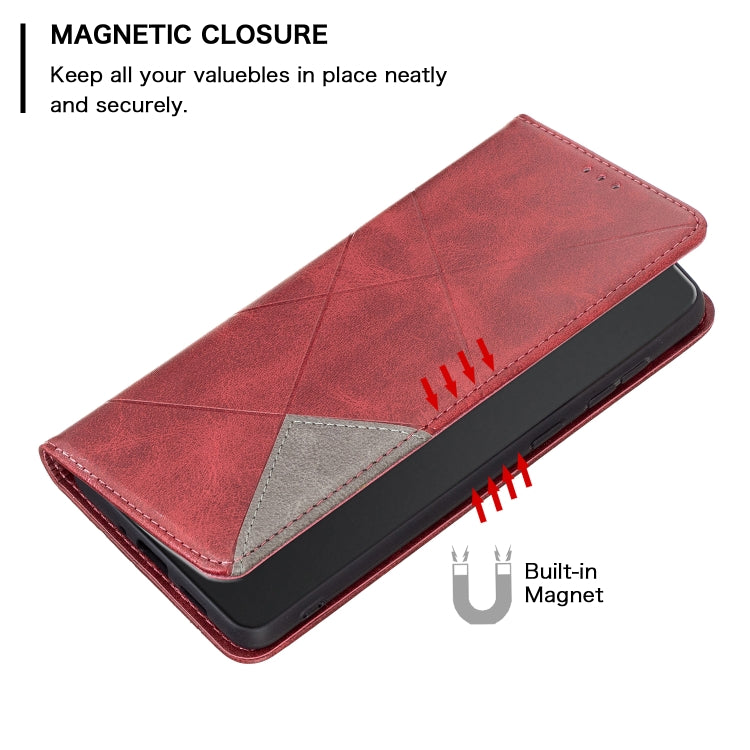 For Xiaomi Redmi K70E Rhombus Texture Magnetic Leather Phone Case(Red) - K70E Cases by PMC Jewellery | Online Shopping South Africa | PMC Jewellery | Buy Now Pay Later Mobicred