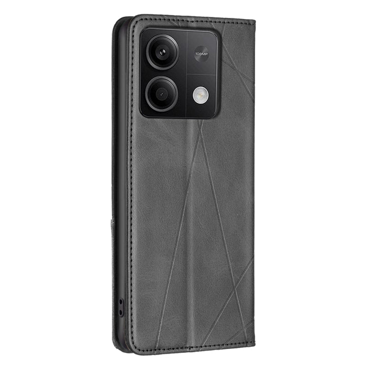 For Xiaomi Redmi Note 13 4G Global Rhombus Texture Magnetic Leather Phone Case(Black) - Note 13 Cases by PMC Jewellery | Online Shopping South Africa | PMC Jewellery | Buy Now Pay Later Mobicred