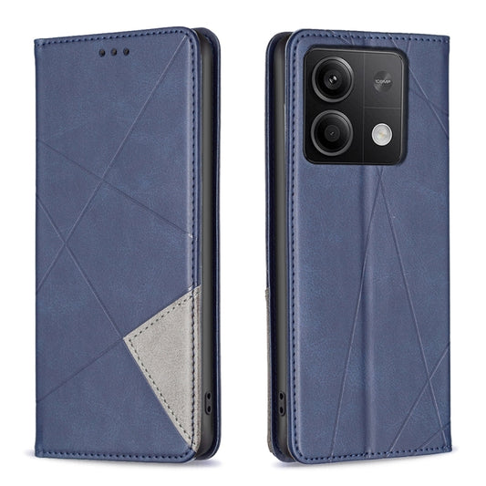 For Xiaomi Redmi Note 13 4G Global Rhombus Texture Magnetic Leather Phone Case(Blue) - Note 13 Cases by PMC Jewellery | Online Shopping South Africa | PMC Jewellery | Buy Now Pay Later Mobicred