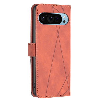 For Google Pixel 9 Magnetic Buckle Rhombus Texture Leather Phone Case(Brown) - Google Cases by PMC Jewellery | Online Shopping South Africa | PMC Jewellery | Buy Now Pay Later Mobicred