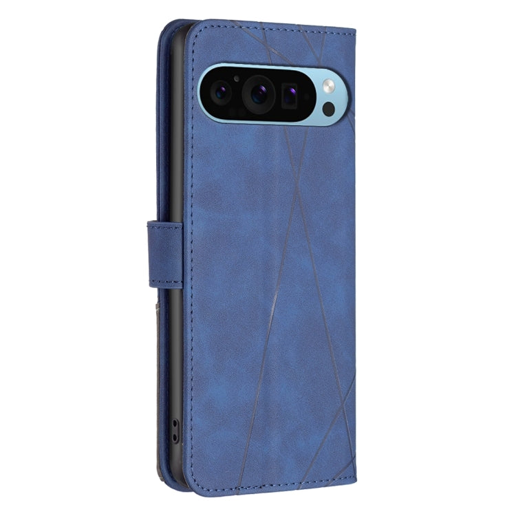 For Google Pixel 9 Magnetic Buckle Rhombus Texture Leather Phone Case(Blue) - Google Cases by PMC TechLife | Online Shopping South Africa | PMC TechLife | Buy Now Pay Later Mobicred
