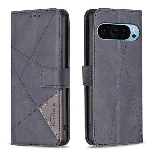 For Google Pixel 9 Pro Magnetic Buckle Rhombus Texture Leather Phone Case(Black) - Google Cases by PMC Jewellery | Online Shopping South Africa | PMC Jewellery | Buy Now Pay Later Mobicred