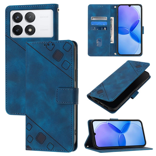 For Xiaomi Redmi K70 / K70 Pro Skin Feel Embossed Leather Phone Case(Blue) - K70 Cases by PMC Jewellery | Online Shopping South Africa | PMC Jewellery | Buy Now Pay Later Mobicred