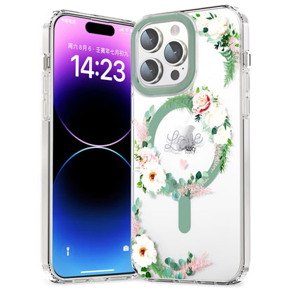 For iPhone 12 Pro MagSafe Magnetic TPU Phone Case(White Pink Rose) - iPhone 12 / 12 Pro Cases by PMC Jewellery | Online Shopping South Africa | PMC Jewellery