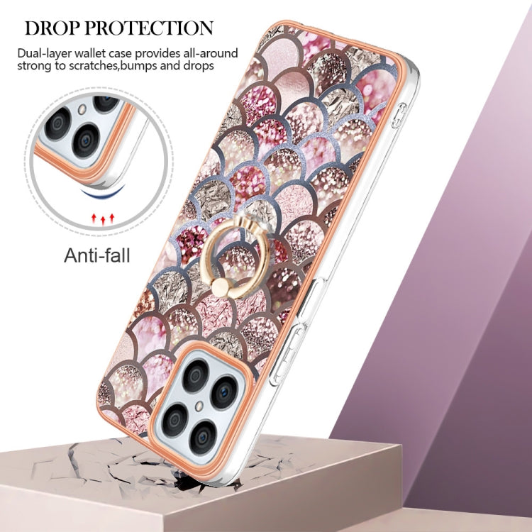 For Honor X8 4G Electroplating IMD TPU Phone Case with Ring(Pink Scales) - Honor Cases by PMC TechLife | Online Shopping South Africa | PMC TechLife | Buy Now Pay Later Mobicred