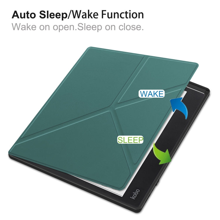 For Kobo Elipsa 2E Solid Color Deformation TPU Leather Smart Tablet Case(Green) - Others by PMC TechLife | Online Shopping South Africa | PMC TechLife | Buy Now Pay Later Mobicred