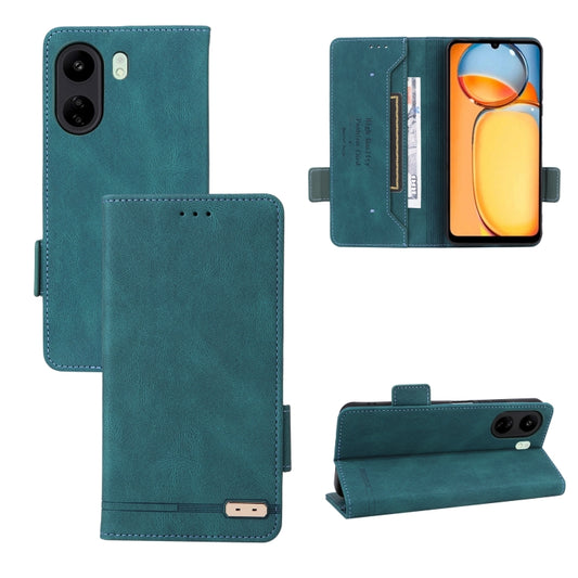 For Xiaomi Redmi 13C Magnetic Clasp Leather Phone Case(Green) - 13C Cases by PMC Jewellery | Online Shopping South Africa | PMC Jewellery | Buy Now Pay Later Mobicred