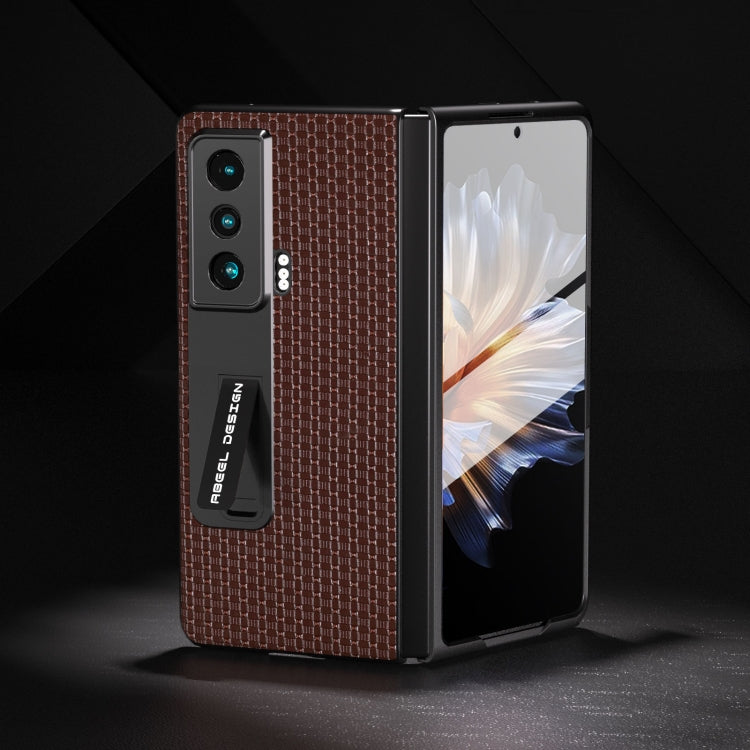 For Honor Magic Vs ABEEL Integrated Genuine Leather Luxury Series Phone Case with Holder(Coffee) - Honor Cases by PMC TechLife | Online Shopping South Africa | PMC TechLife | Buy Now Pay Later Mobicred
