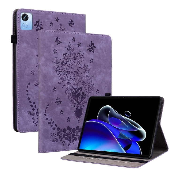 For Realme Pad X Butterfly Rose Embossed Leather Tablet Case(Purple) - Realme by PMC TechLife | Online Shopping South Africa | PMC TechLife | Buy Now Pay Later Mobicred