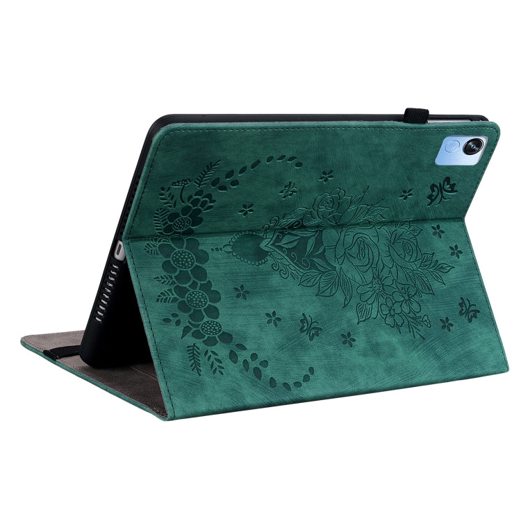 For Realme Pad X Butterfly Rose Embossed Leather Tablet Case(Green) - Realme by PMC TechLife | Online Shopping South Africa | PMC TechLife | Buy Now Pay Later Mobicred