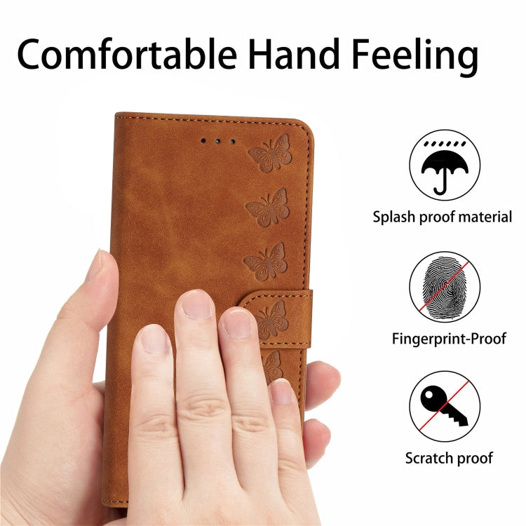 For iPhone 16 Pro Max Seven Butterflies Embossed Leather Phone Case(Brown) - iPhone 16 Pro Max Cases by PMC Jewellery | Online Shopping South Africa | PMC Jewellery | Buy Now Pay Later Mobicred