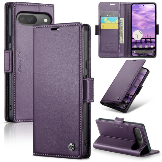 For Google Pixel 9 / 9 Pro CaseMe 023 Butterfly Buckle Litchi Texture RFID Anti-theft Leather Phone Case(Pearly Purple) - Google Cases by CaseMe | Online Shopping South Africa | PMC Jewellery | Buy Now Pay Later Mobicred