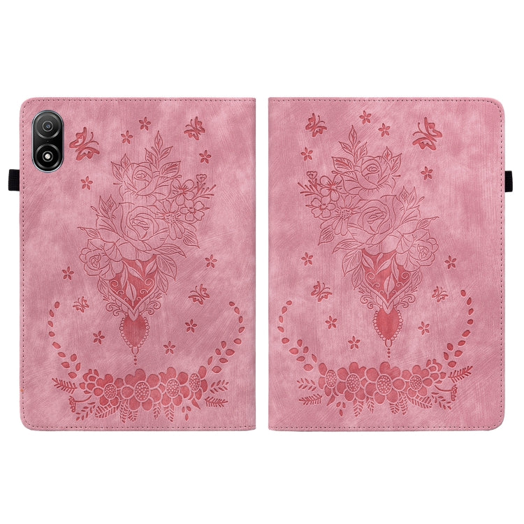 For Honor Pad V8 Pro Butterfly Rose Embossed Leather Tablet Case(Pink) - Honor Cases by PMC TechLife | Online Shopping South Africa | PMC TechLife | Buy Now Pay Later Mobicred