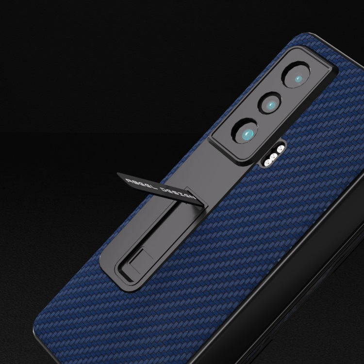 For Honor Magic Vs Carbon Fiber Texture Integrated Protective Phone Case with Holder(Dark Blue) - Honor Cases by PMC TechLife | Online Shopping South Africa | PMC TechLife | Buy Now Pay Later Mobicred