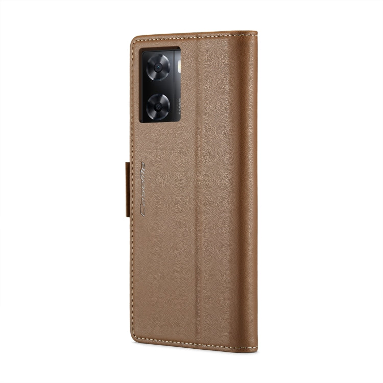 For OPPO A57 4G Global/A57s 4G Global CaseMe 023 Butterfly Buckle Litchi Texture RFID Anti-theft Leather Phone Case(Brown) - OPPO Cases by CaseMe | Online Shopping South Africa | PMC Jewellery | Buy Now Pay Later Mobicred