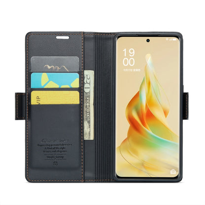 For OPPO Reno8 T 5G/A1 Pro 5G CaseMe 023 Butterfly Buckle Litchi Texture RFID Anti-theft Leather Phone Case(Black) - OPPO Cases by CaseMe | Online Shopping South Africa | PMC Jewellery | Buy Now Pay Later Mobicred