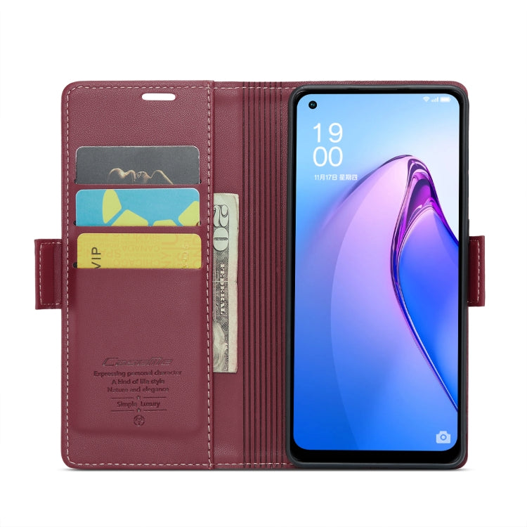 For OPPO Reno8 5G Global CaseMe 023 Butterfly Buckle Litchi Texture RFID Anti-theft Leather Phone Case(Wine Red) - OPPO Cases by CaseMe | Online Shopping South Africa | PMC Jewellery | Buy Now Pay Later Mobicred