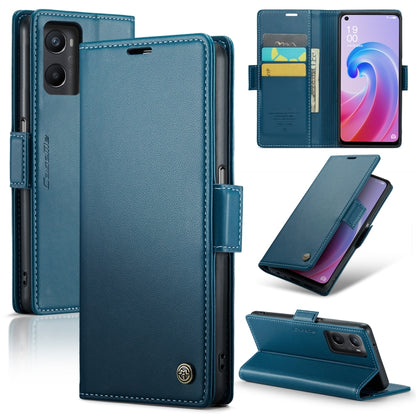 For OPPO A96 4G Global/A36 4G/K10 4G/A76 4G CaseMe 023 Butterfly Buckle Litchi Texture RFID Anti-theft Leather Phone Case(Blue) - OPPO Cases by CaseMe | Online Shopping South Africa | PMC Jewellery | Buy Now Pay Later Mobicred