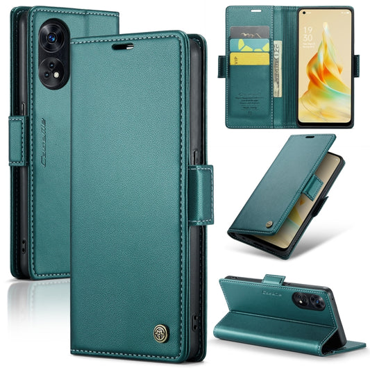 For OPPO Reno8 T 4G CaseMe 023 Butterfly Buckle Litchi Texture RFID Anti-theft Leather Phone Case(Pearly Blue) - OPPO Cases by CaseMe | Online Shopping South Africa | PMC Jewellery | Buy Now Pay Later Mobicred