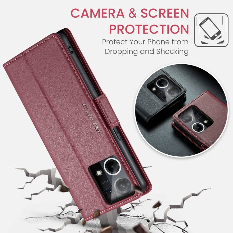 For OPPO Reno7 4G Indonesia/F21 Pro 4G/Reno8 4G CaseMe 023 Butterfly Buckle Litchi Texture RFID Anti-theft Leather Phone Case(Wine Red) - OPPO Cases by CaseMe | Online Shopping South Africa | PMC Jewellery | Buy Now Pay Later Mobicred