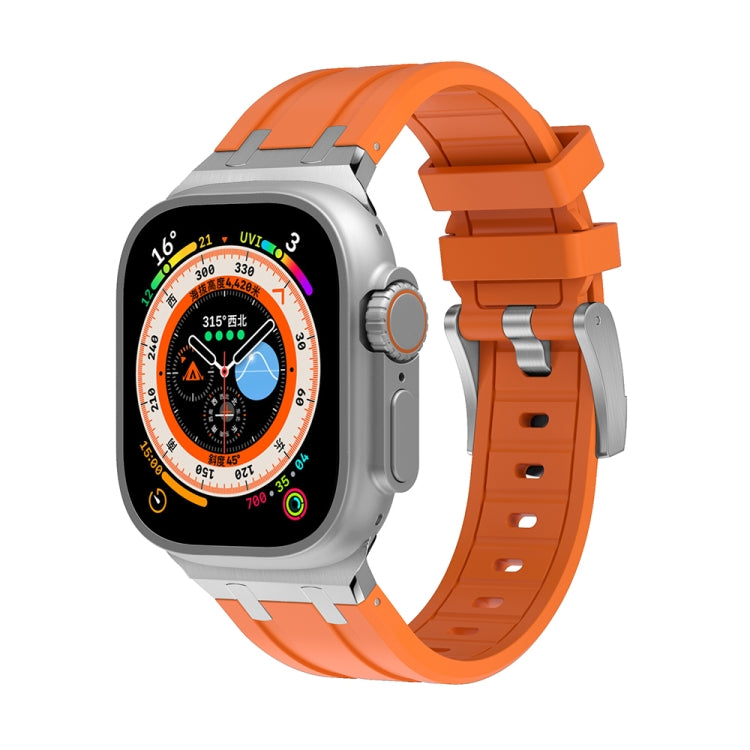 AP Silicone Watch Band For Apple Watch SE 2023 44mm(Silver Orange) - Watch Bands by PMC Jewellery | Online Shopping South Africa | PMC Jewellery