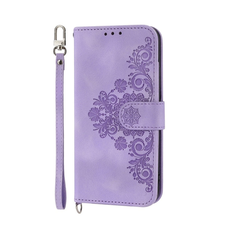 For Huawei Pura 70 Skin-feel Flowers Embossed Wallet Leather Phone Case(Purple) - Huawei Cases by PMC Jewellery | Online Shopping South Africa | PMC Jewellery | Buy Now Pay Later Mobicred