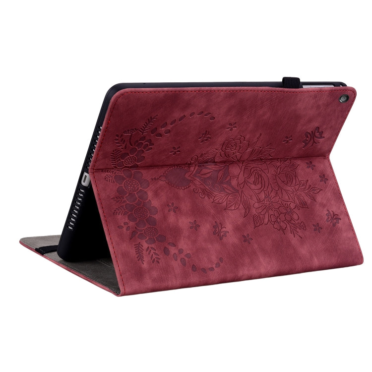 For Amazon Kindle Fire HD10 2019 / 2017 Butterfly Rose Embossed Leather Smart Tablet Case(Red) - Amazon by PMC TechLife | Online Shopping South Africa | PMC TechLife | Buy Now Pay Later Mobicred