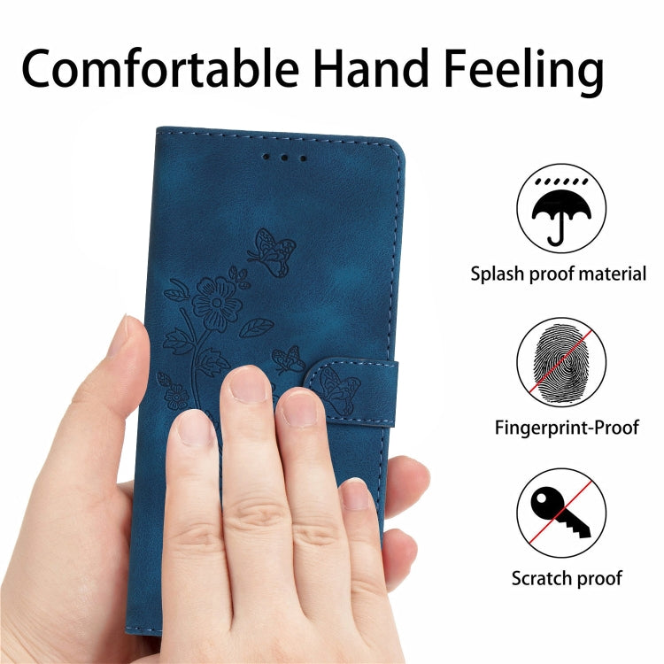 For iPhone 16 Pro Max Flower Butterfly Embossing Pattern Leather Phone Case(Blue) - iPhone 16 Pro Max Cases by PMC TechLife | Online Shopping South Africa | PMC TechLife | Buy Now Pay Later Mobicred