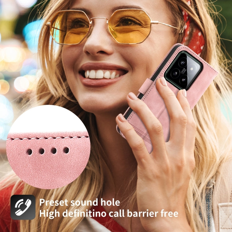 For Xiaomi 14 Dierfeng Dream Line TPU + PU Leather Phone Case(Pink) - 14 Cases by PMC TechLife | Online Shopping South Africa | PMC TechLife | Buy Now Pay Later Mobicred