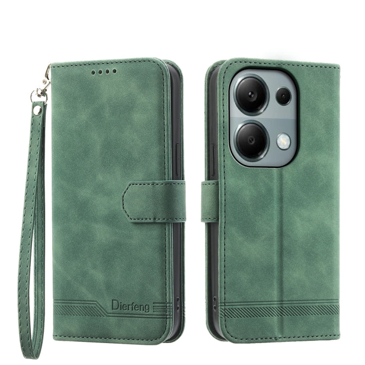 For Xiaomi Redmi Note 13 Pro 4G Dierfeng Dream Line TPU + PU Leather Phone Case(Green) - Note 13 Pro Cases by PMC Jewellery | Online Shopping South Africa | PMC Jewellery | Buy Now Pay Later Mobicred