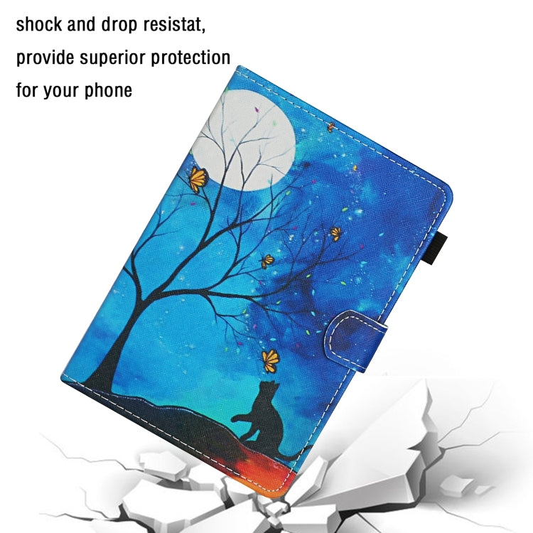 For 10 inch Universal Tablet PC Colored Drawing Pattern Horizontal Flip Leather Case with Holder & Card Slots(Moonlight Cat) - 10 - 11 inch by PMC TechLife | Online Shopping South Africa | PMC TechLife | Buy Now Pay Later Mobicred