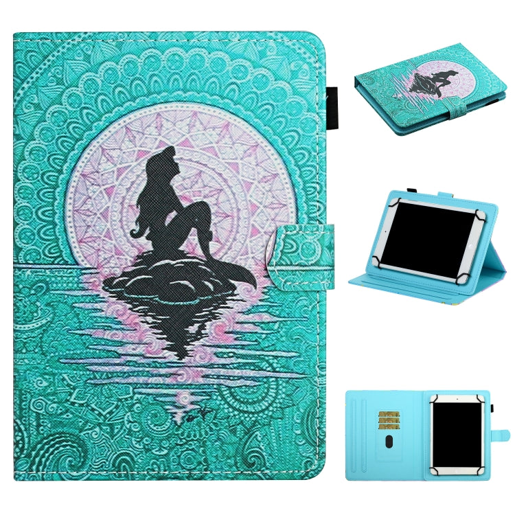 For 10 inch Universal Tablet PC Colored Drawing Pattern Horizontal Flip Leather Case with Holder & Card Slots(Mermaid) - 10 - 11 inch by PMC TechLife | Online Shopping South Africa | PMC TechLife | Buy Now Pay Later Mobicred