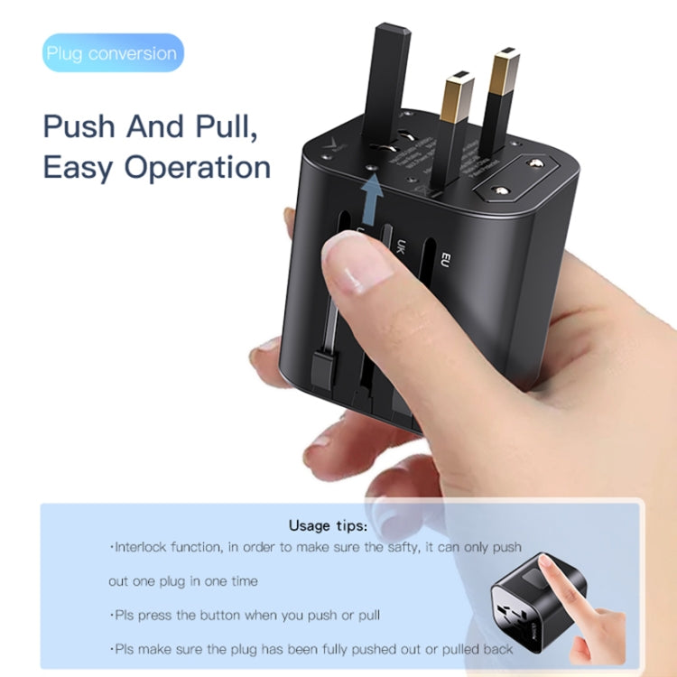 Yesido MC-09 Multi-function Universal Travel Adapter Plug(Black) - Extension Socket by Yesido | Online Shopping South Africa | PMC Jewellery | Buy Now Pay Later Mobicred