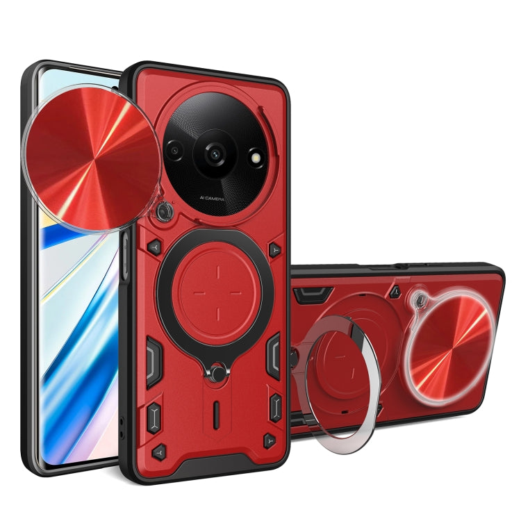 For Xiaomi Redmi A3 CD Texture Sliding Camshield Magnetic Holder Phone Case(Red) - Xiaomi Cases by PMC Jewellery | Online Shopping South Africa | PMC Jewellery | Buy Now Pay Later Mobicred