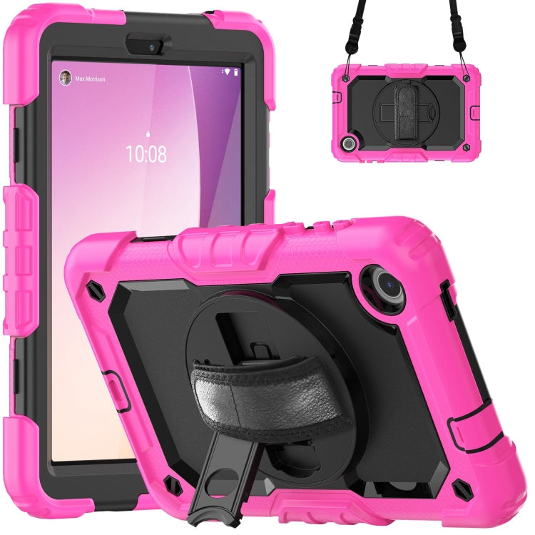 For Lenovo Tab M8 4th Gen Silicone Hybrid PC Tablet Case with Shoulder Strap(Rose Red) - Lenovo by PMC TechLife | Online Shopping South Africa | PMC TechLife | Buy Now Pay Later Mobicred