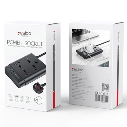 Yesido MC-11 4 Plugs + PD 20W+2 QC3.0 Ports 2650W Multi-functional High Power Socket(UK Plug) - Extension Socket by Yesido | Online Shopping South Africa | PMC Jewellery | Buy Now Pay Later Mobicred