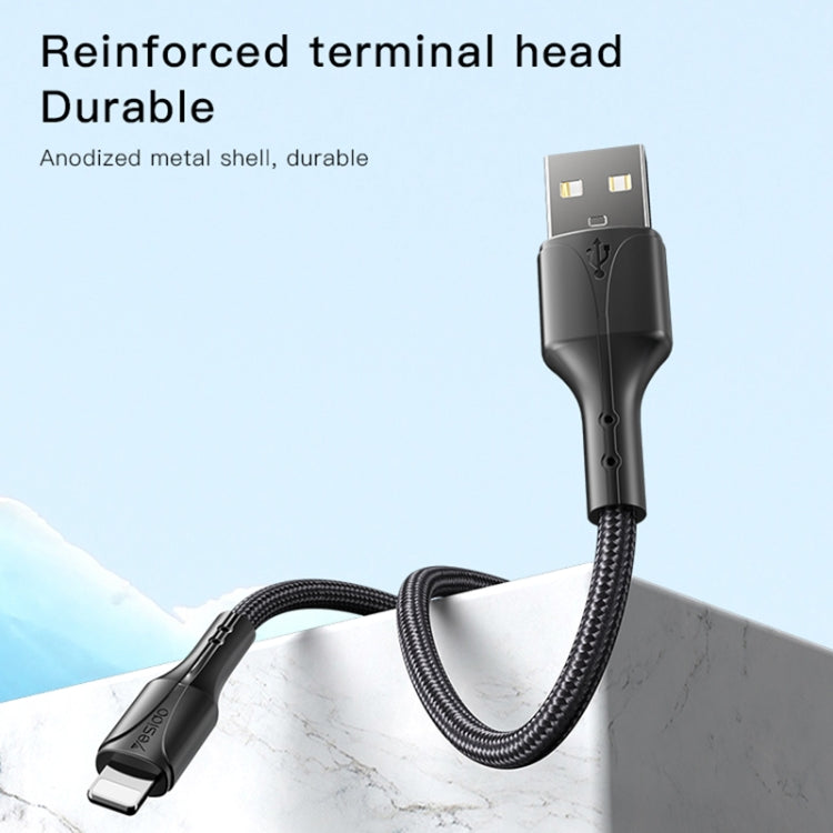 YESIDO CA97 2.4A USB to 8 Pin Braided Charging Data Cable with Indicator Light, Length:1.2m(Black) - Normal Style Cable by Yesido | Online Shopping South Africa | PMC Jewellery | Buy Now Pay Later Mobicred