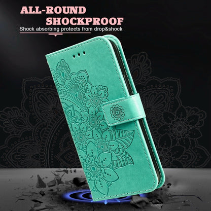 For Xiaomi 14 Ultra 7-petal Flowers Embossing Leather Phone Case(Green) - 14 Ultra Cases by PMC Jewellery | Online Shopping South Africa | PMC Jewellery | Buy Now Pay Later Mobicred