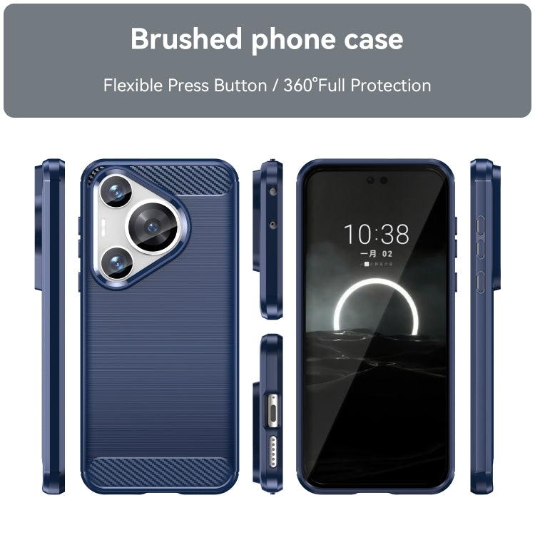 For Huawei Pura 70 Pro / Pura 70 Pro+ Brushed Texture Carbon Fiber TPU Phone Case(Blue) - Huawei Cases by PMC Jewellery | Online Shopping South Africa | PMC Jewellery | Buy Now Pay Later Mobicred