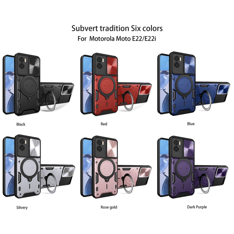For Motorola Moto E22 / E22i CD Texture Sliding Camshield Magnetic Holder Phone Case(Red) - free shipping - PMC TechLife - Order now!
