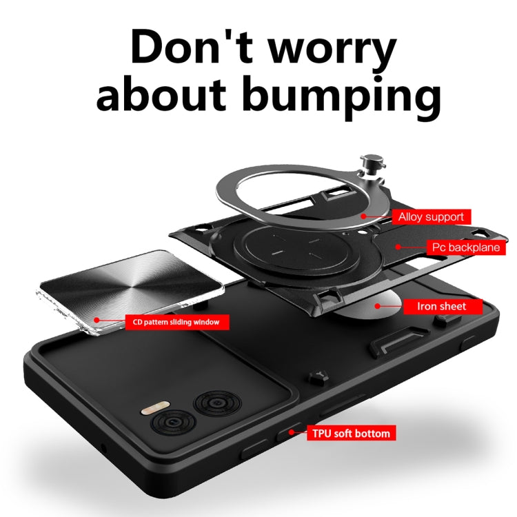 For Motorola Moto E22 / E22i CD Texture Sliding Camshield Magnetic Holder Phone Case(Red) - free shipping - PMC TechLife - Order now!